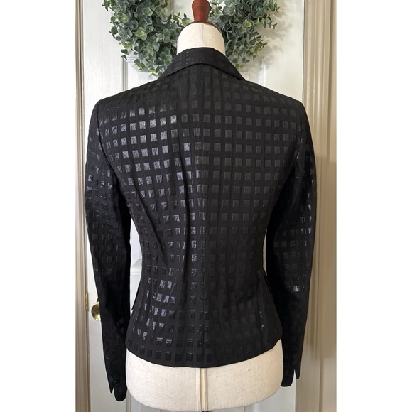 Akris Punto Black Metallic Print Blazer Jacket Size 6 - Picture 2 of 6